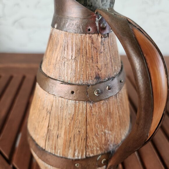 Antique French Cider Jug ca. 1900 – 9" high Barrel Form Rustic Farmhouse Pitcher - Picture 5 of 15